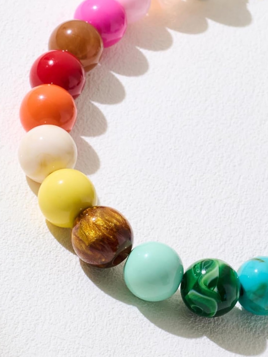 Multicolor Beaded Marble Statement Necklace